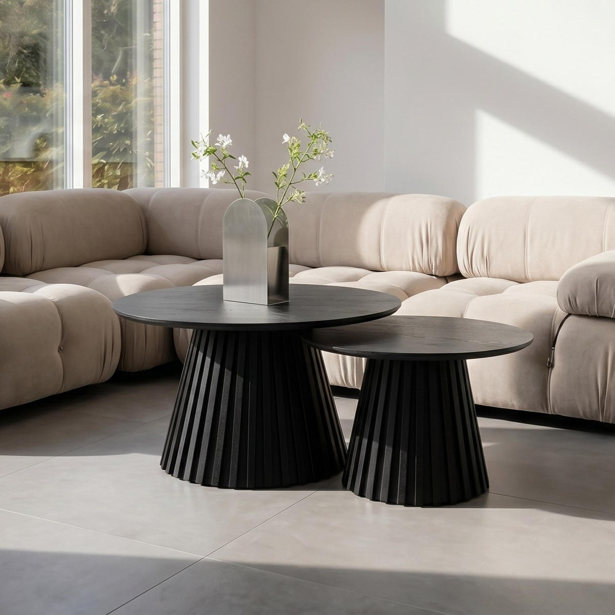 COUCHTISCH rund Schwarz 60/60/40 cm - Schwarz, Holzwerkstoff (60/60/40cm) - Furnhouse
