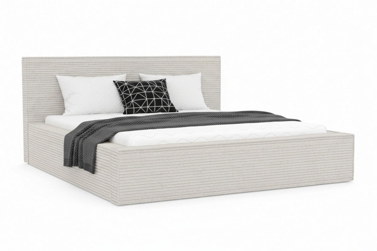 POLSTERBETT CORDI 200/200 in Cord Ecru - Ecru, Holz/Holzwerkstoff (200/200cm) - Deine Möbel 24