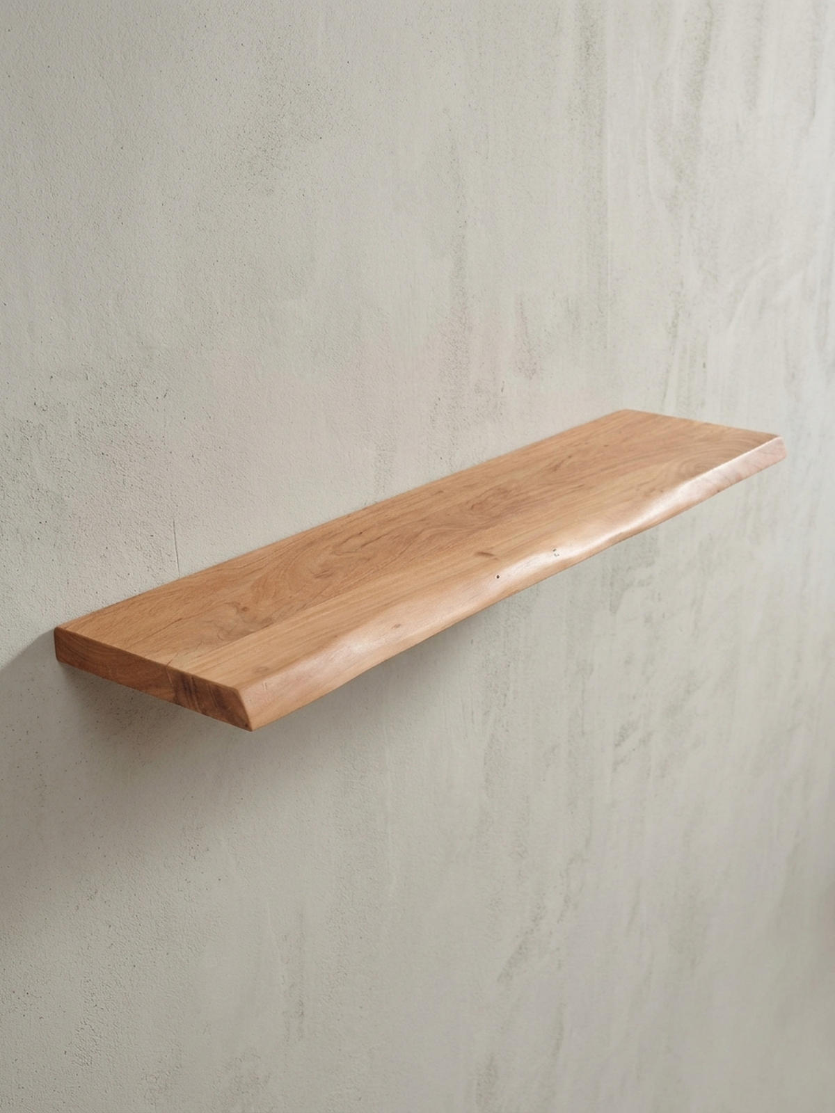 WANDREGAL Akazienholz Baumkante Rustikal, Beige 160x26x4 cm - Beige, Holz (160/4/26cm) - KADIMA DESIGN