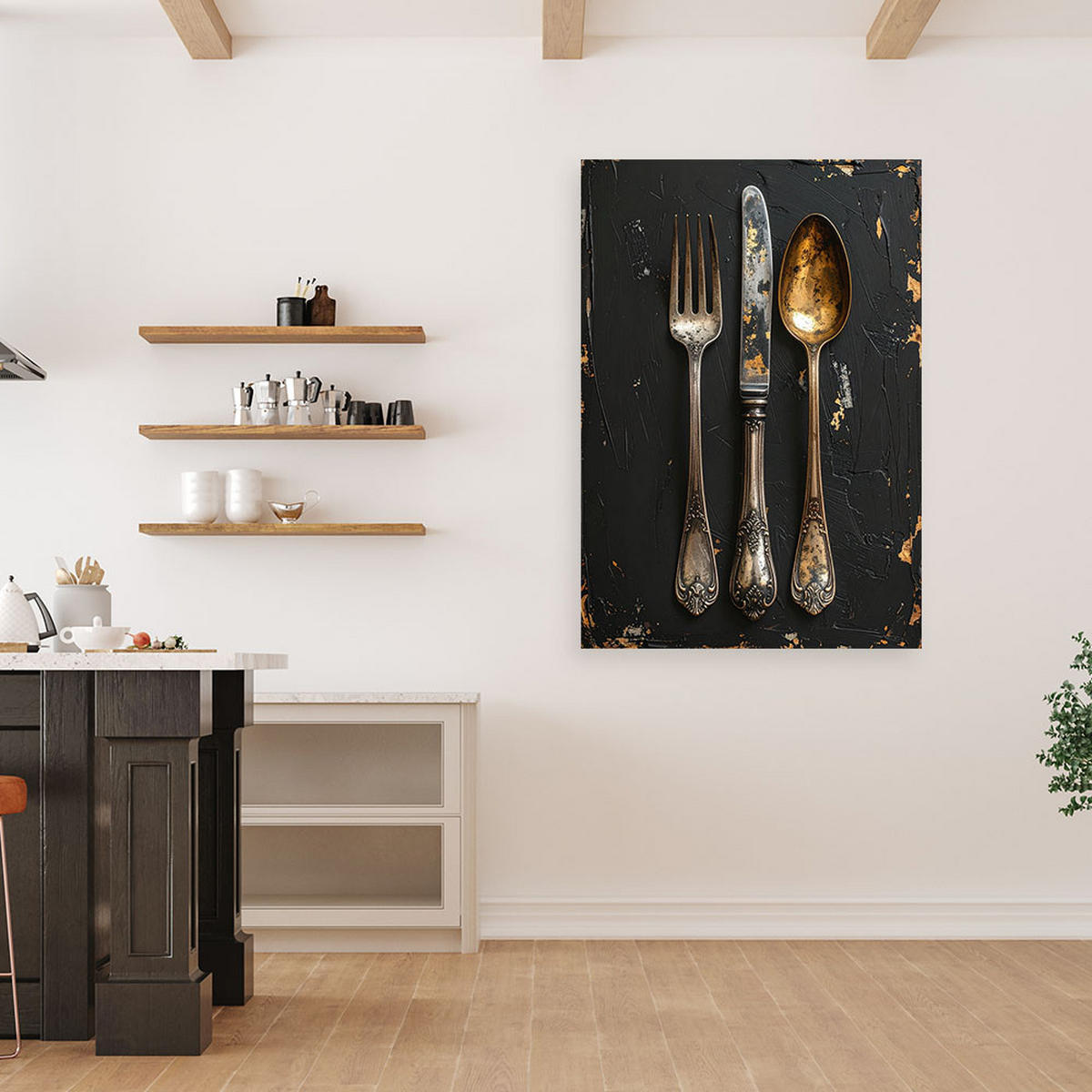 LEINWANDBILD Essen & Trinken 70x100cm - Goldfarben, Textil (70/100cm) - Feeby