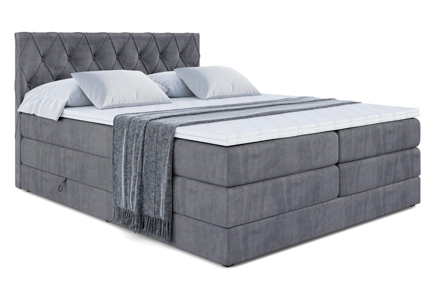 BOXSPRINGBETT AMAY-BZ KING - 140 x 200 - H3/H4 - Dunkelgrau - Dunkelgrau, Holzwerkstoff (140/200cm) - ALTDECOR