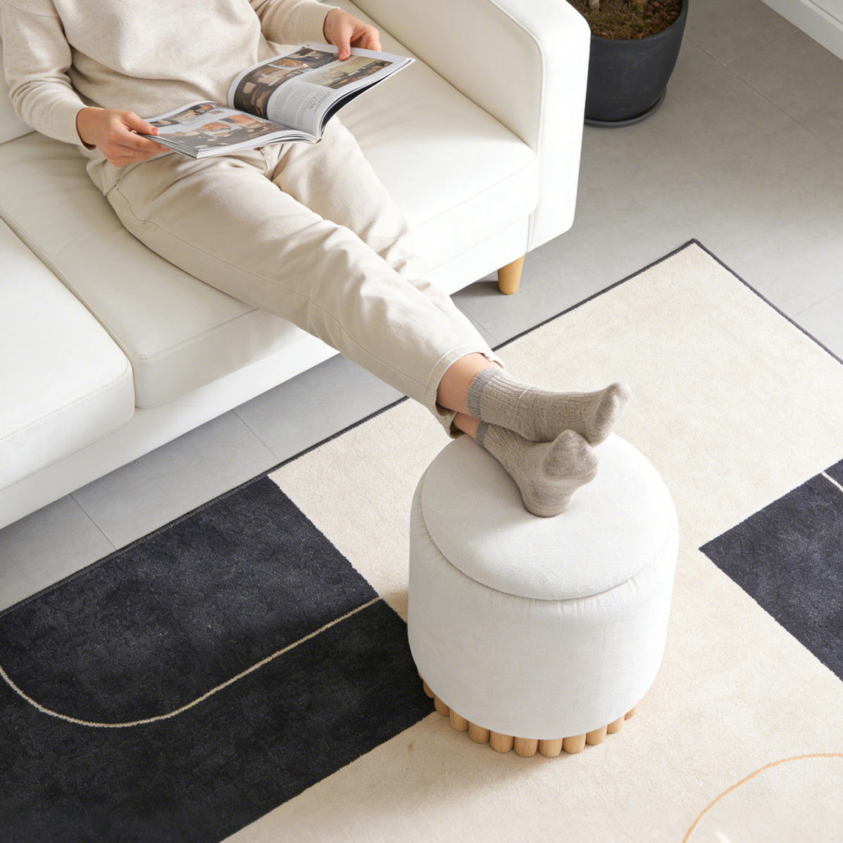 HOCKER mit Stauraum Weiß - Weiß, Holz/Holzwerkstoff (46/46/46cm) - Hometopia