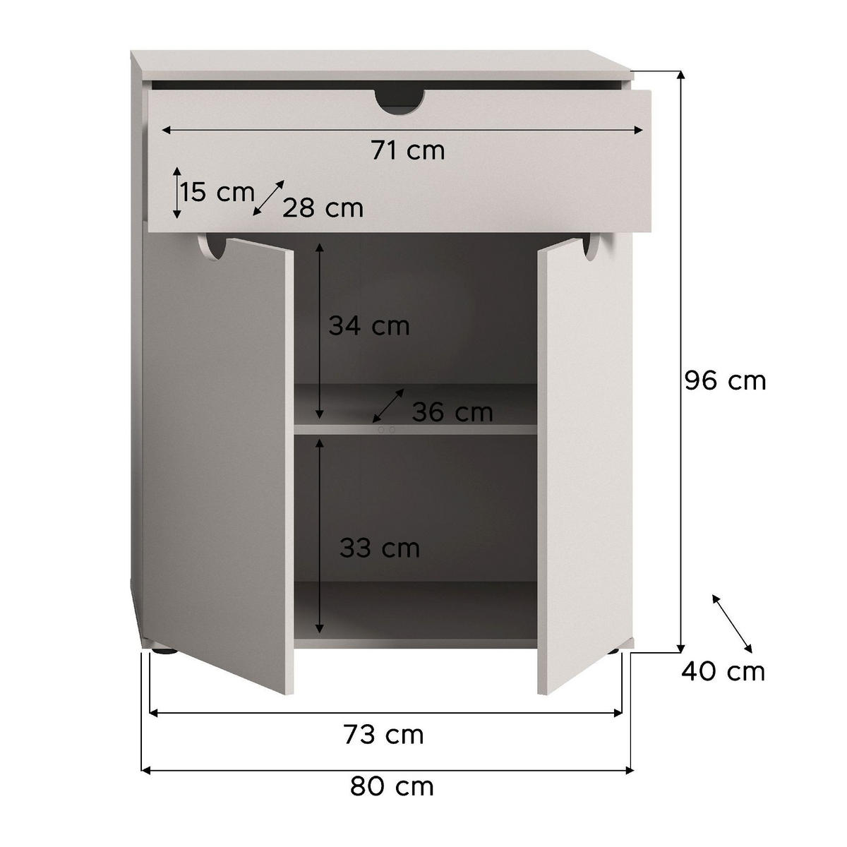 SCHUHSCHRANK Evora 40/80/95 cm - Grau, Holzwerkstoff (80/95/40cm) - Xonox
