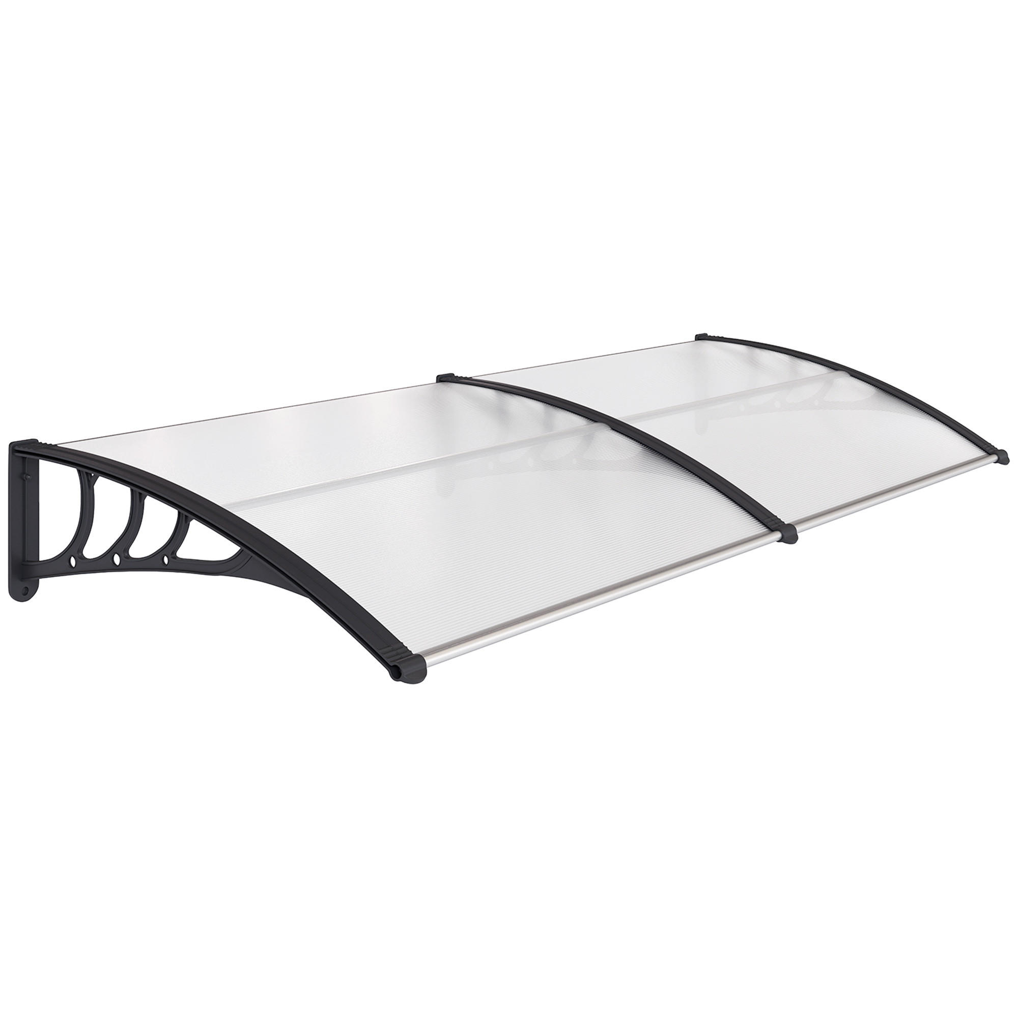 PULTVORDACH Vordach für Haustür 75x195x23 cm 5mm Polycarbonat Alu Transparent - Multicolor, Kunststoff (195/23/75cm) - Outsunny