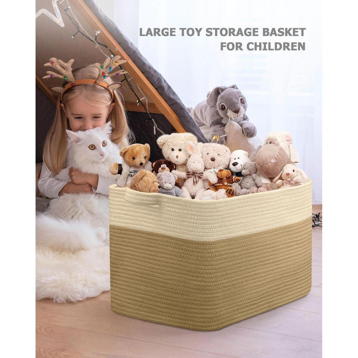 WÄSCHEKORB 2-teiliges Set Baumwolle 63L Jute & Weiß - Multicolor, Naturmaterialien (55/38/30cm)