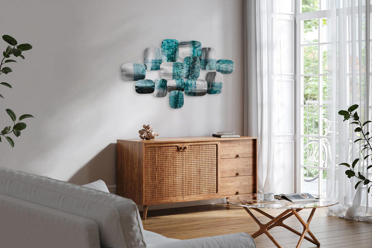 WANDDEKO Blau 118/78 cm - Blau/Silberfarben, Metall (4.5/78/6cm) - KUNSTLOFT