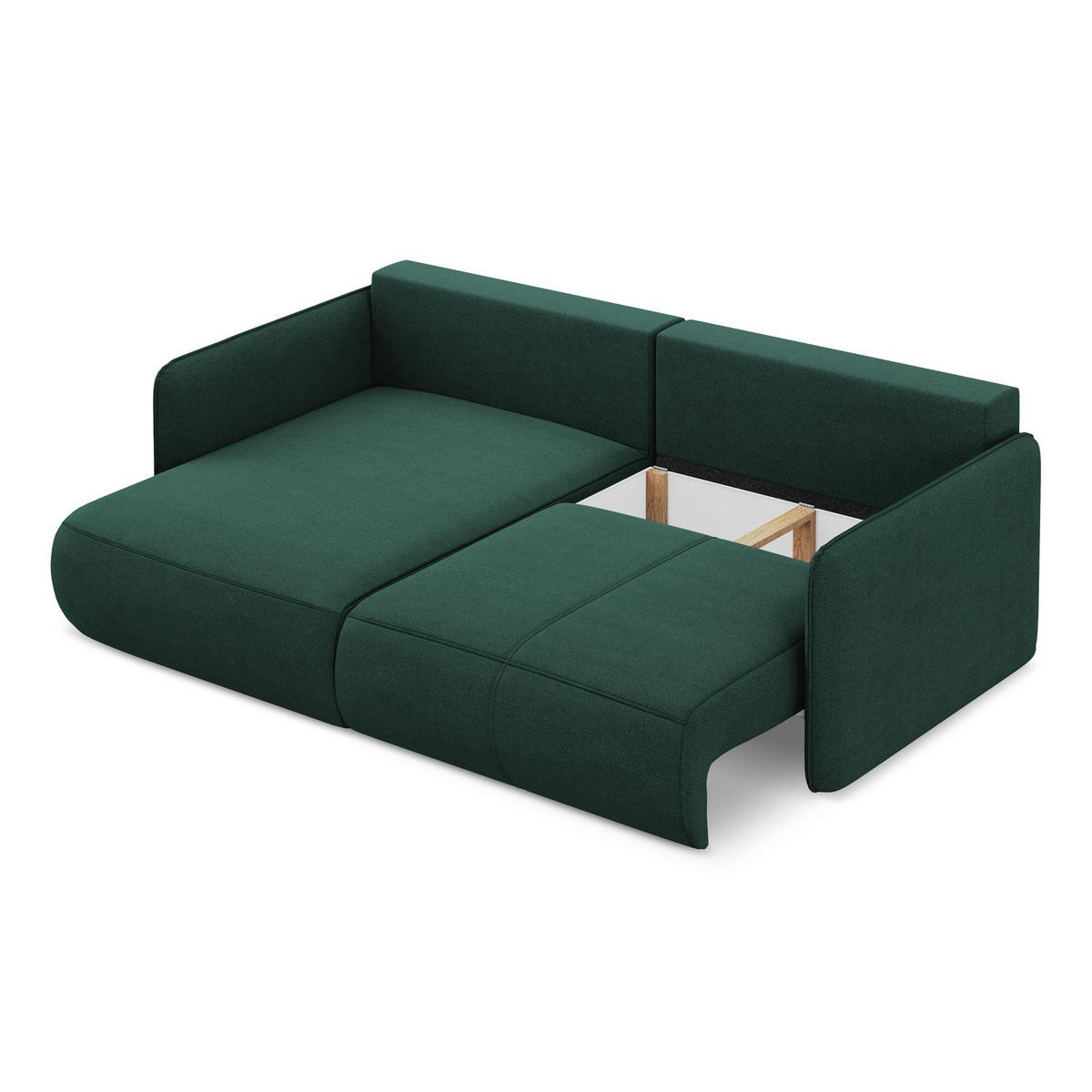 ECKSOFA mit Schlaffunktion Strukturstoff Stoff Grün - Dunkelgrün/Schwarz, Kunststoff/Textil (148/207cm) - LaMiaSofa