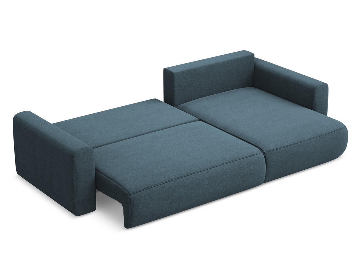 ECKSOFA mit Schlaffunktion Samt Stoff Blau - Blau/Petrol, Kunststoff/Textil (240/149cm) - Makamii