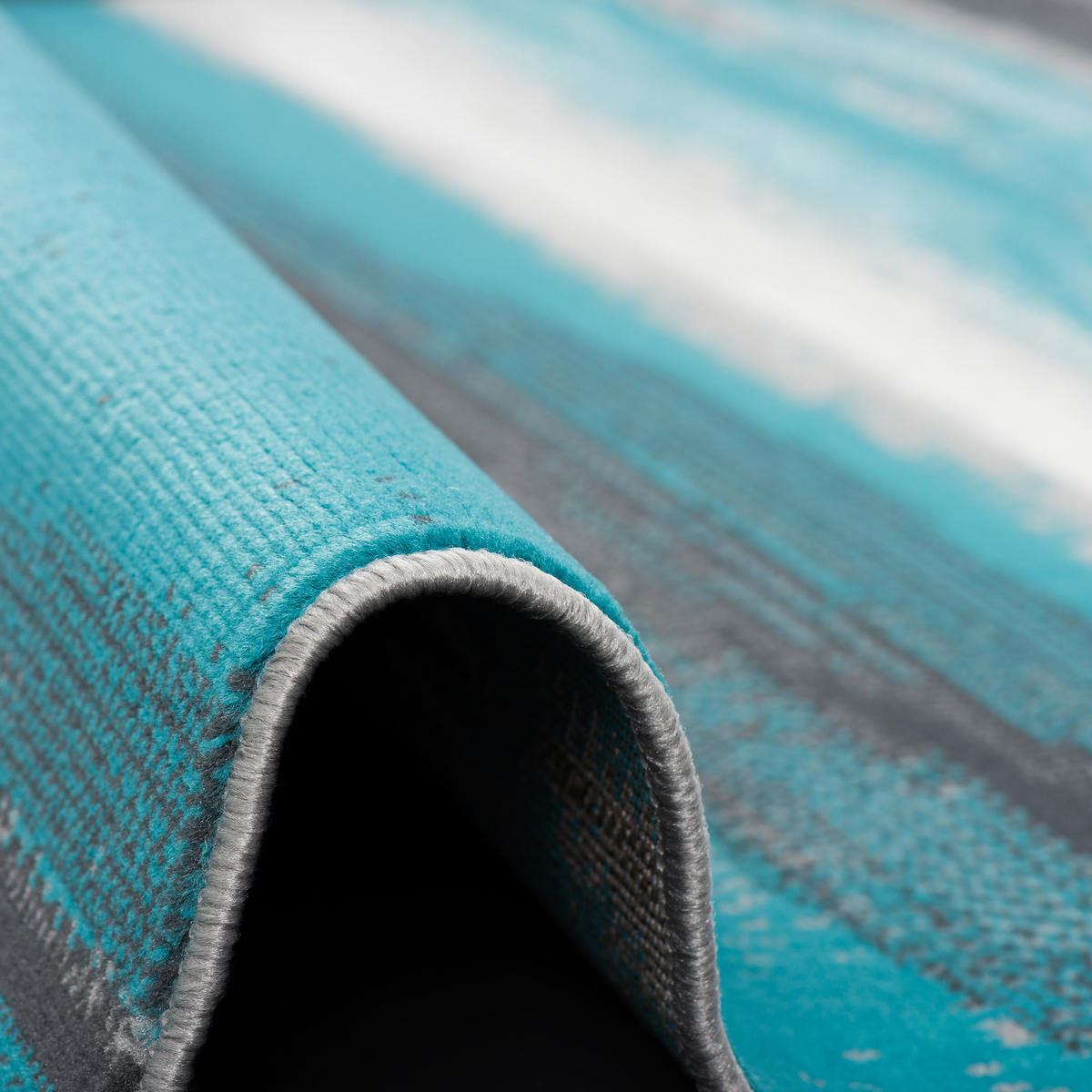 MODERN DESIGNER VELOURS TEPPICH SAMBA - Türkis/Grau, Textil (80/150cm) - Pergamon