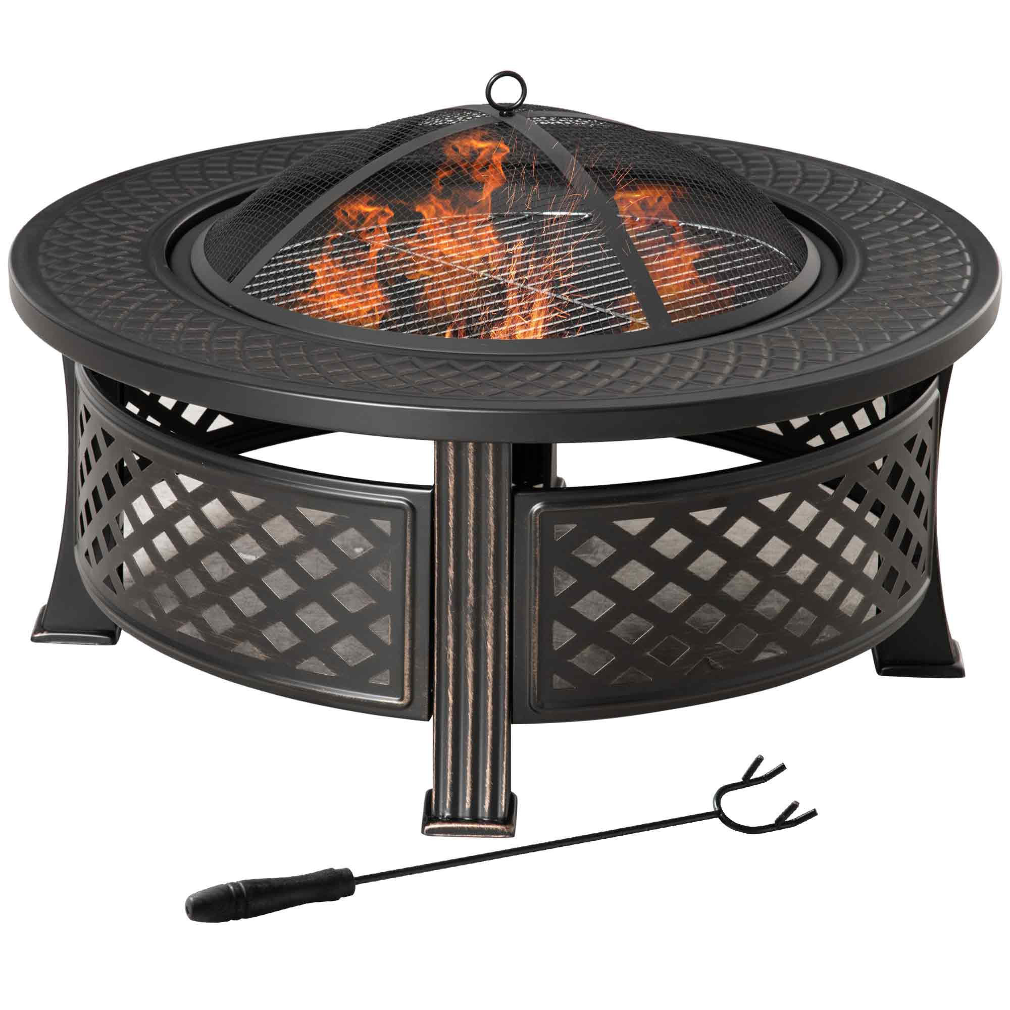 FEUERSCHALE, Stahl, Polyester, Schwarz - Schwarz, Kunststoff/Metall (81/50/81cm) - Outsunny