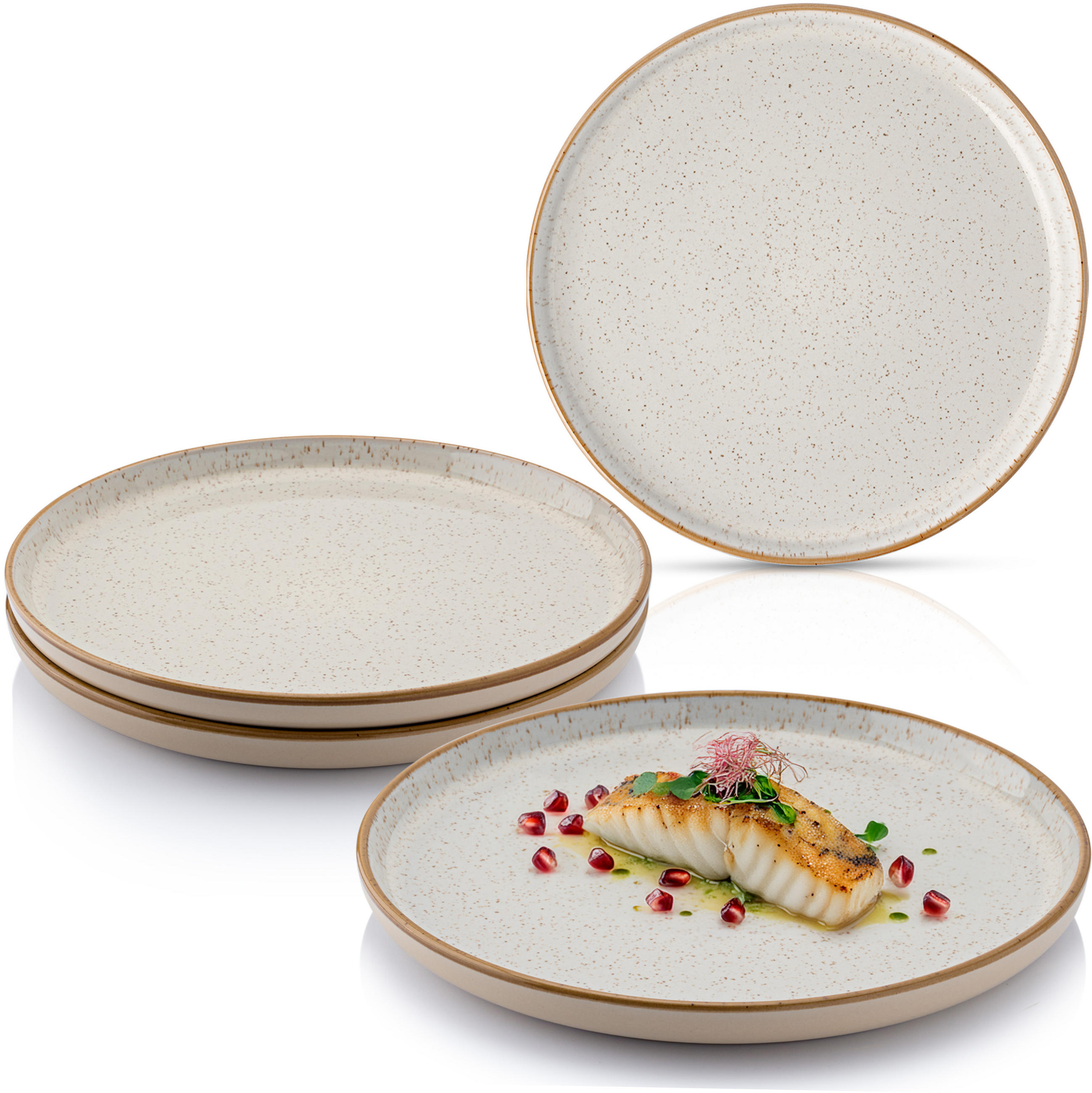 SPEISETELLER RIO CREME - 4 teilig aus Steingut - Creme, Keramik (13cm) - Sänger