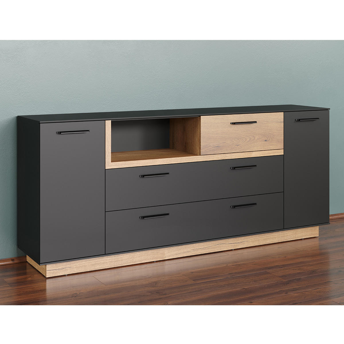 SIDEBOARD Synnax Grau - Grau, Holzwerkstoff (187/187/81cm) - ebuy24