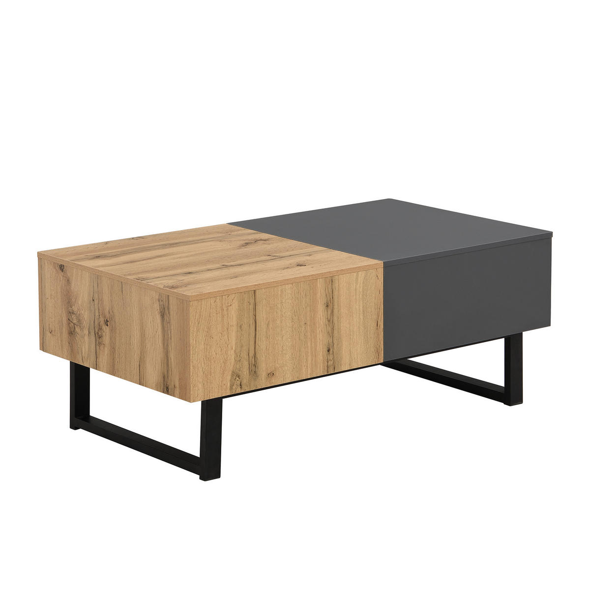COUCHTISCH ausziehbar in Holz & Anthrazit - Dunkelbraun, Holzwerkstoff (55/100/40cm) - Urban Meuble