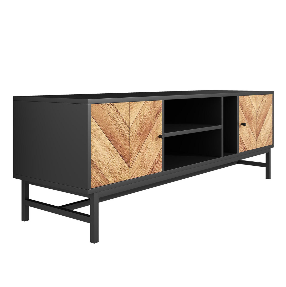 TV-SCHRANK mit Stauraum 150 cm Schwarz Holzoptik - Schwarz, Holzwerkstoff (38/55/150cm) - Beauniv