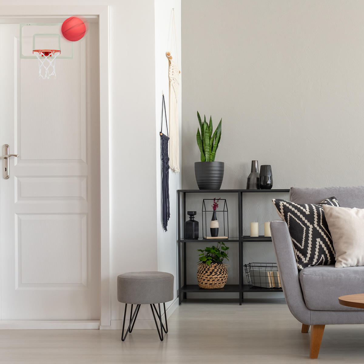 BASKETBALLKORB Kinderzimmer - Weiß, Kunststoff/Metall (45/33cm) - Relaxdays