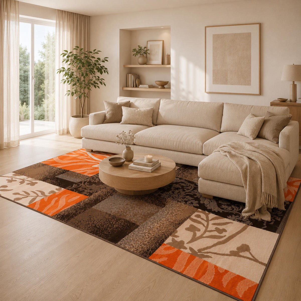 DESIGNER TEPPICH SAMBA MODERN KARO - Terracotta, Textil (80/150cm) - Pergamon