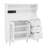 BUFFET 120/40/138,5 cm aus MDF mit Steckdose, USB-C und Glashalter Weiß - Weiß, Holzwerkstoff (120/138.5/40cm) - Modenvie