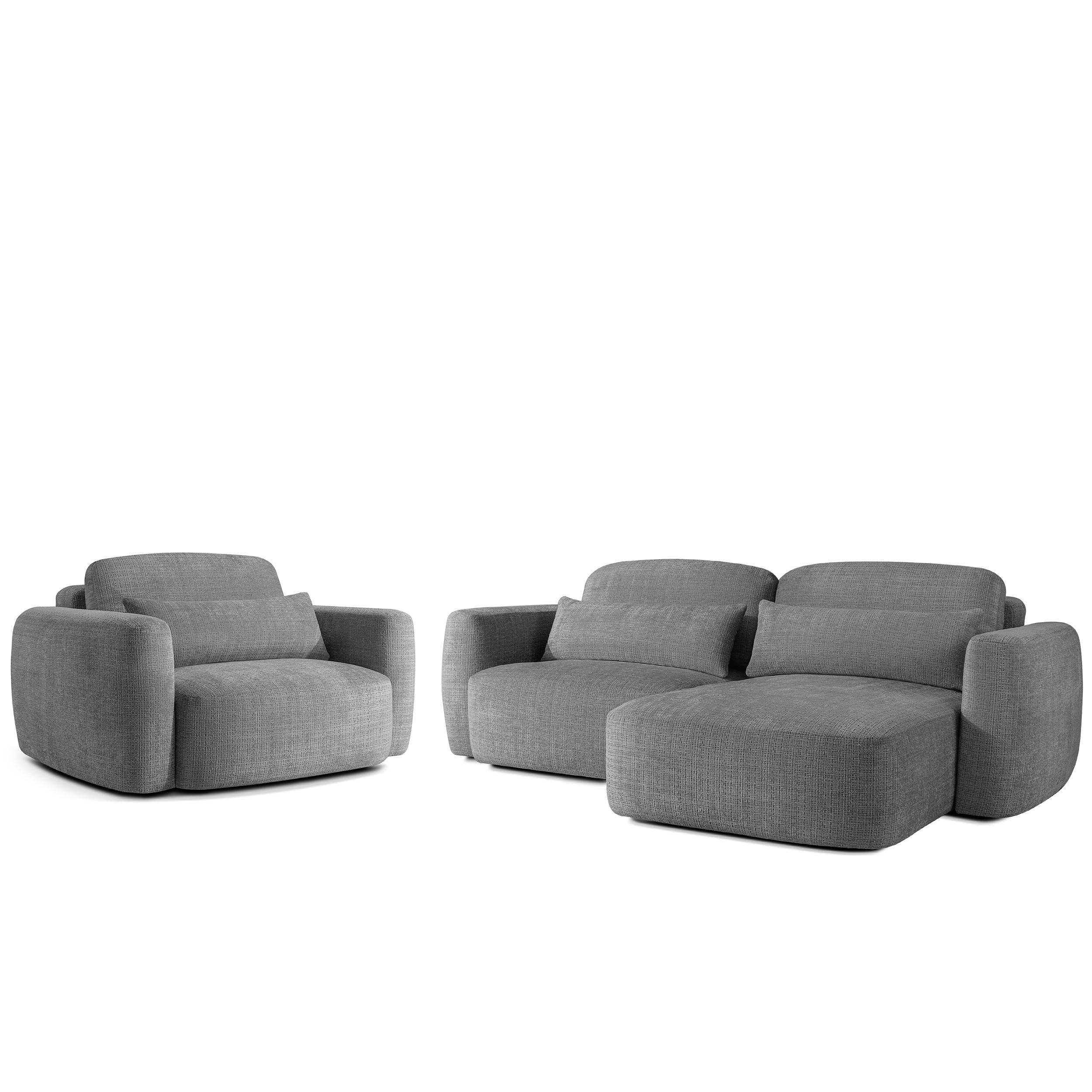 SITZGARNITUR ELOSA - Dunkelgrau, Holz/Textil (245/85/165cm) - KONSIMO®