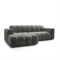 ECKSOFA TISI Grau Chenille - Grau, Holz (274/165cm) - MASSENO