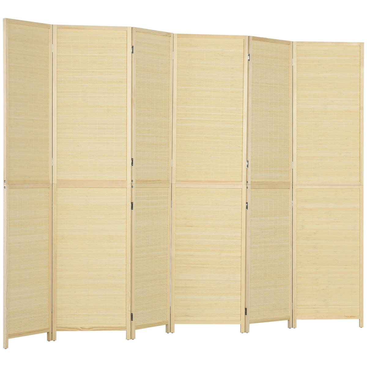 PARAVENT DE-14271 6 Paneele, 270x180 cm, klappbar Natur - Naturfarben, Naturmaterialien (270/180/1.6cm) - ComfortXL