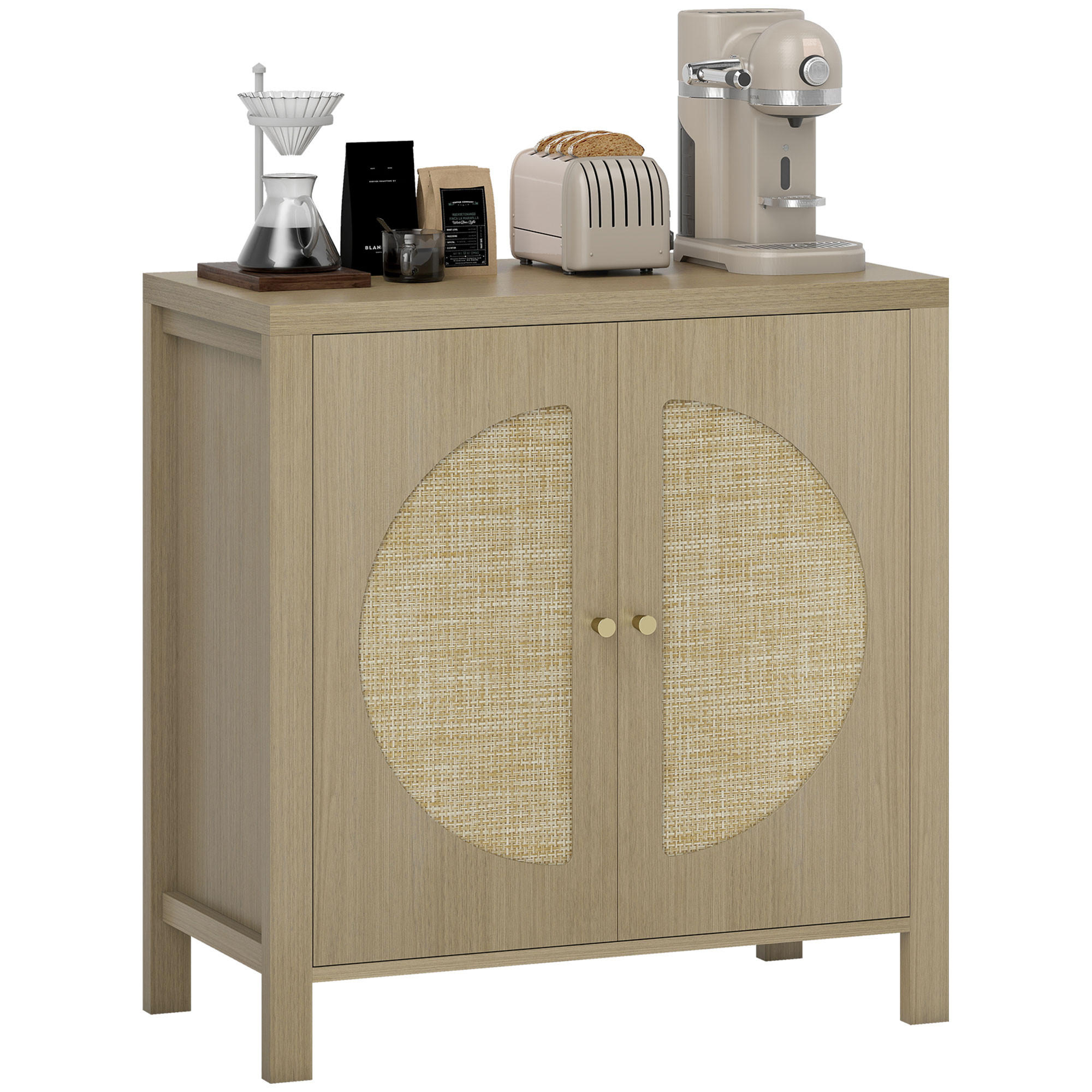 SIDEBOARD Naturfarben, Rattan-Optik, 75/38/77 cm - Naturfarben, Holz (75/77/38cm) - PANGIVO