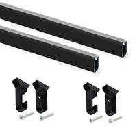 SCHRANKSCHIENEN Silk, 0,75m mit Halterungen, Aluminium und Kunststoff, Schwarz lackiert 2er-set - Schwarz, Metall (75cm) - EMUCA