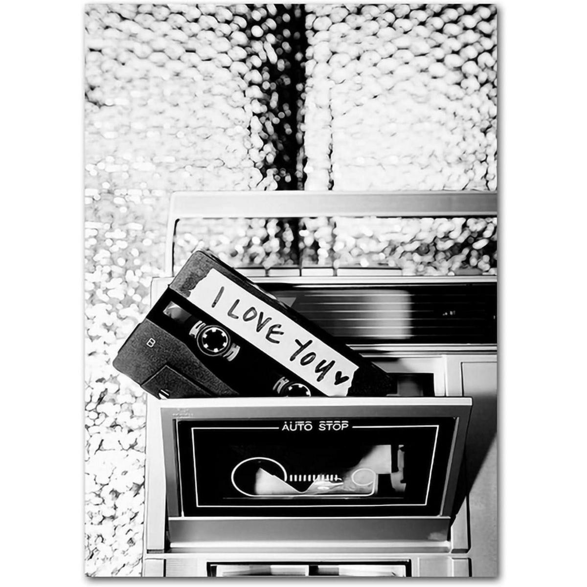POSTER Set 3-teilig Schwarz Weiß Vintage Kameras Telefone 50x70cm - Schwarz, Papier (50/0.5cm)