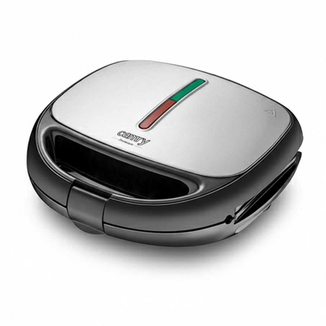 SANDWICHMAKER CR3042 5in1 Waffeleisen Kontaktgrill Toaster 1200 W Schwarz Silber - Silberfarben/Schwarz, Kunststoff/Metall (28/17.5/27.5cm) - camry