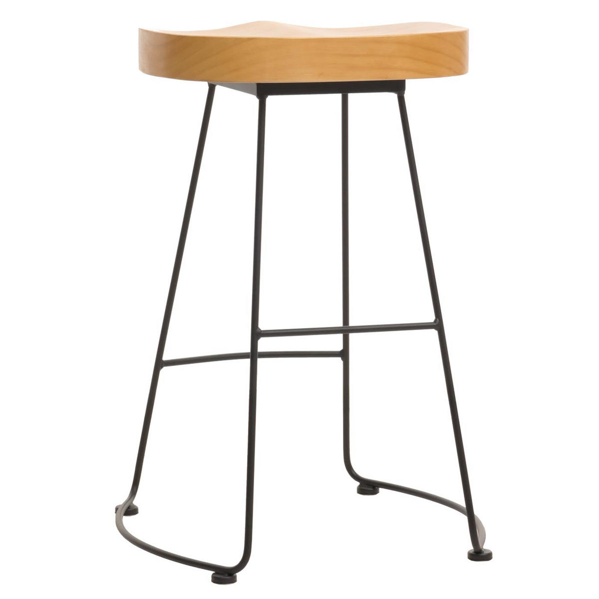 BARHOCKER Sitzhöhe 68cm Fußablage Metall Massiv-Holz 3D-Struktur Natur Küchenhocker - Naturfarben, Holz/Metall (48/68/44cm) - PROREGAL