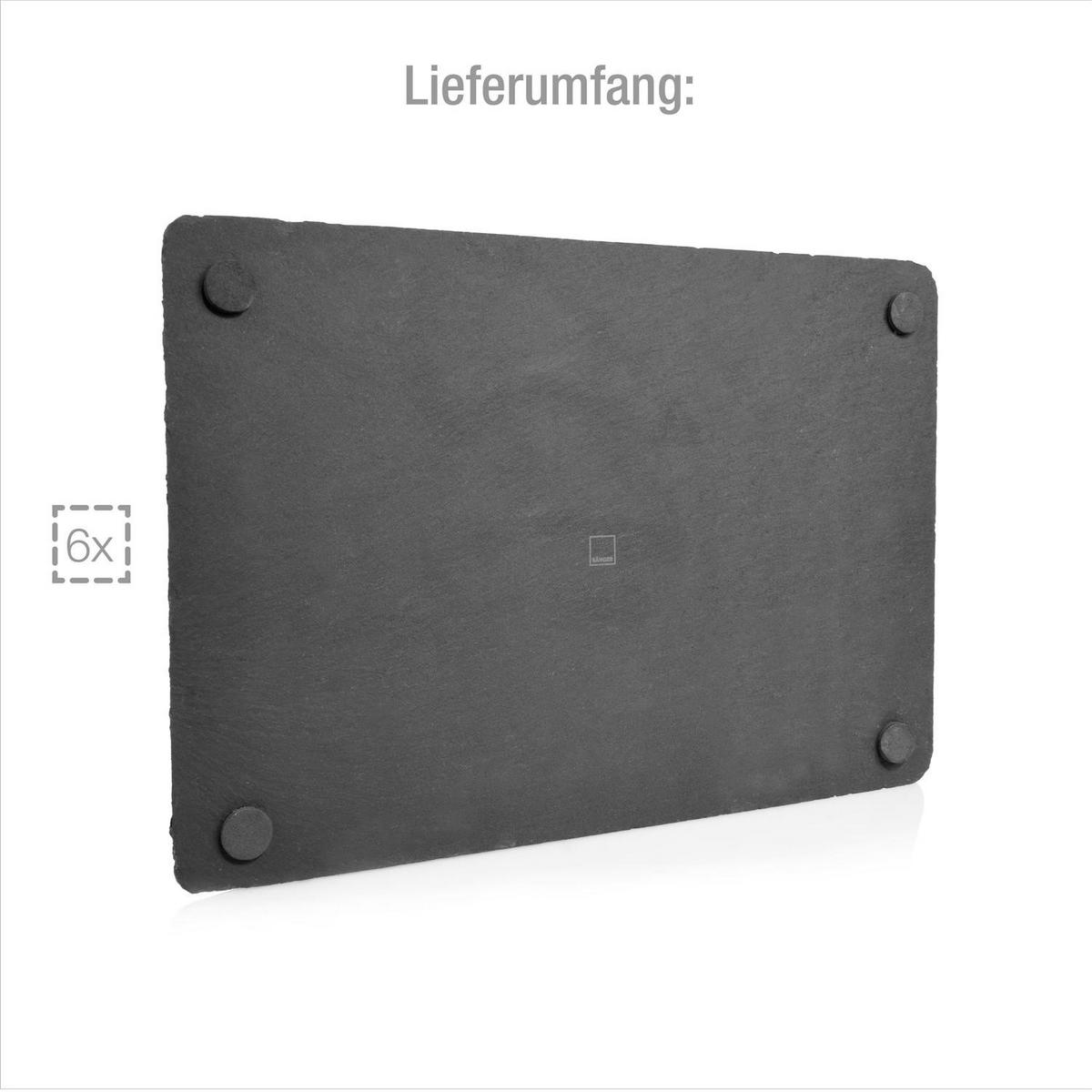 SCHIEFERPLATTEN SET - 6 teilig - Schwarz, Naturmaterialien (30/0.5/20cm) - Sänger