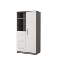KINDERREGAL OLMO 05 80/40/160 Weiß/Grau - Weiß/Grau, Holzwerkstoff (80/160/40cm) - Deine Möbel 24
