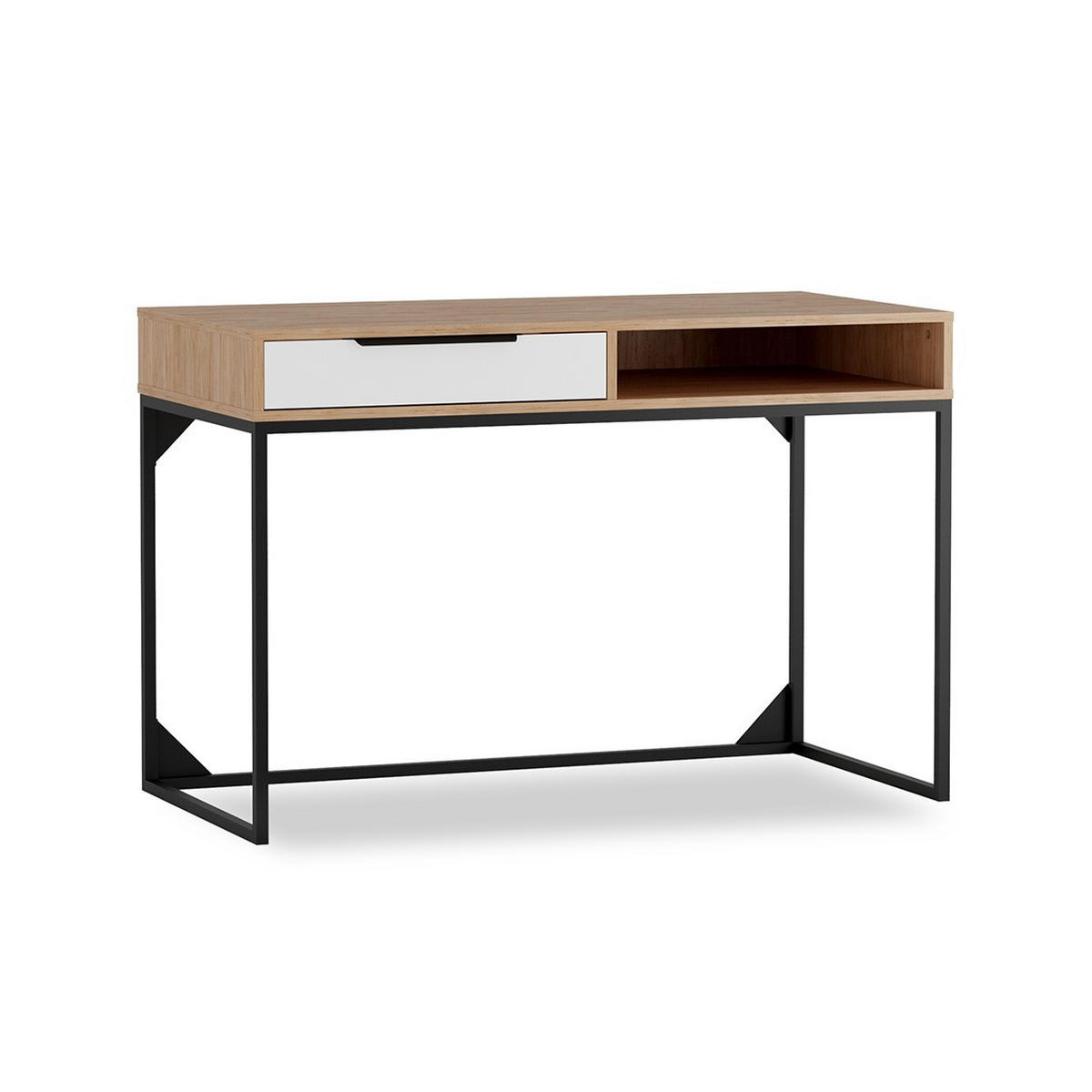 SCHREIBTISCH Kind Hickory, Weiß, mit Schublade - Schwarz/Braun, Holzwerkstoff (120/80/60cm) - Bettso