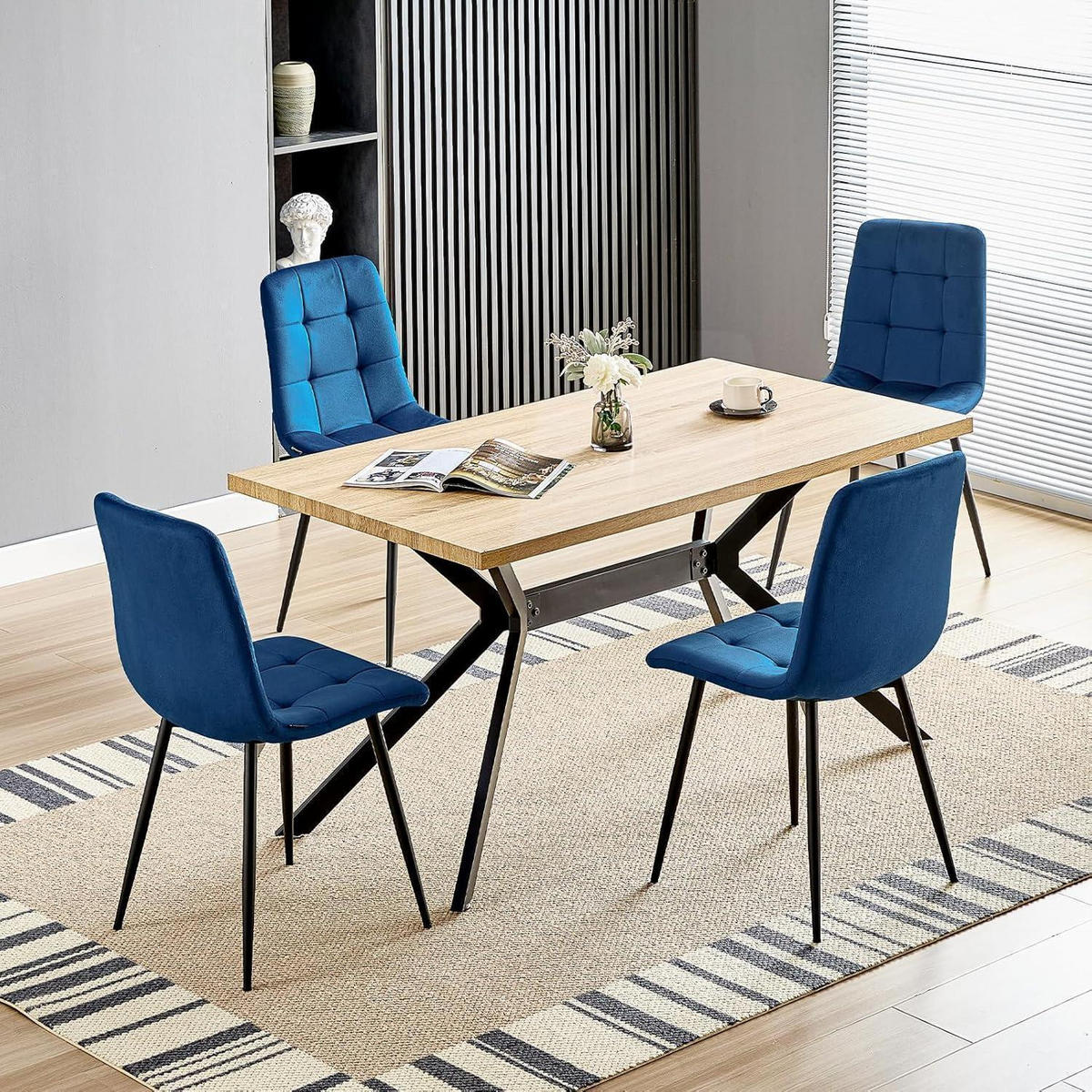 ESSZIMMERSTUHL 2er Set Samt Dunkelblau - Dunkelblau, Textil (44/89/42cm)