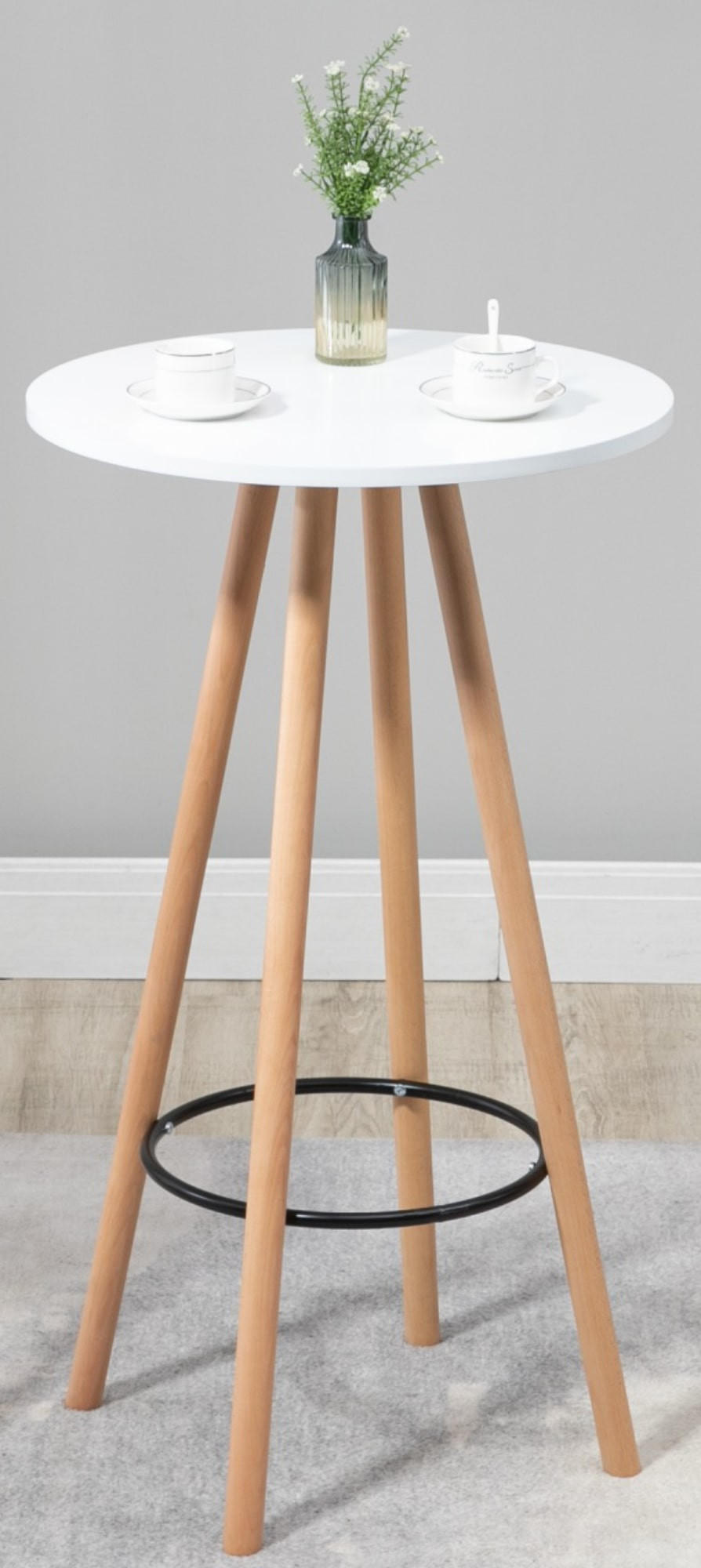 STEHTISCH rund 60 cm Holz natura/weiß - Eukalyptusholzfarben/Weiß, Holz (60/60/107cm) - CLP
