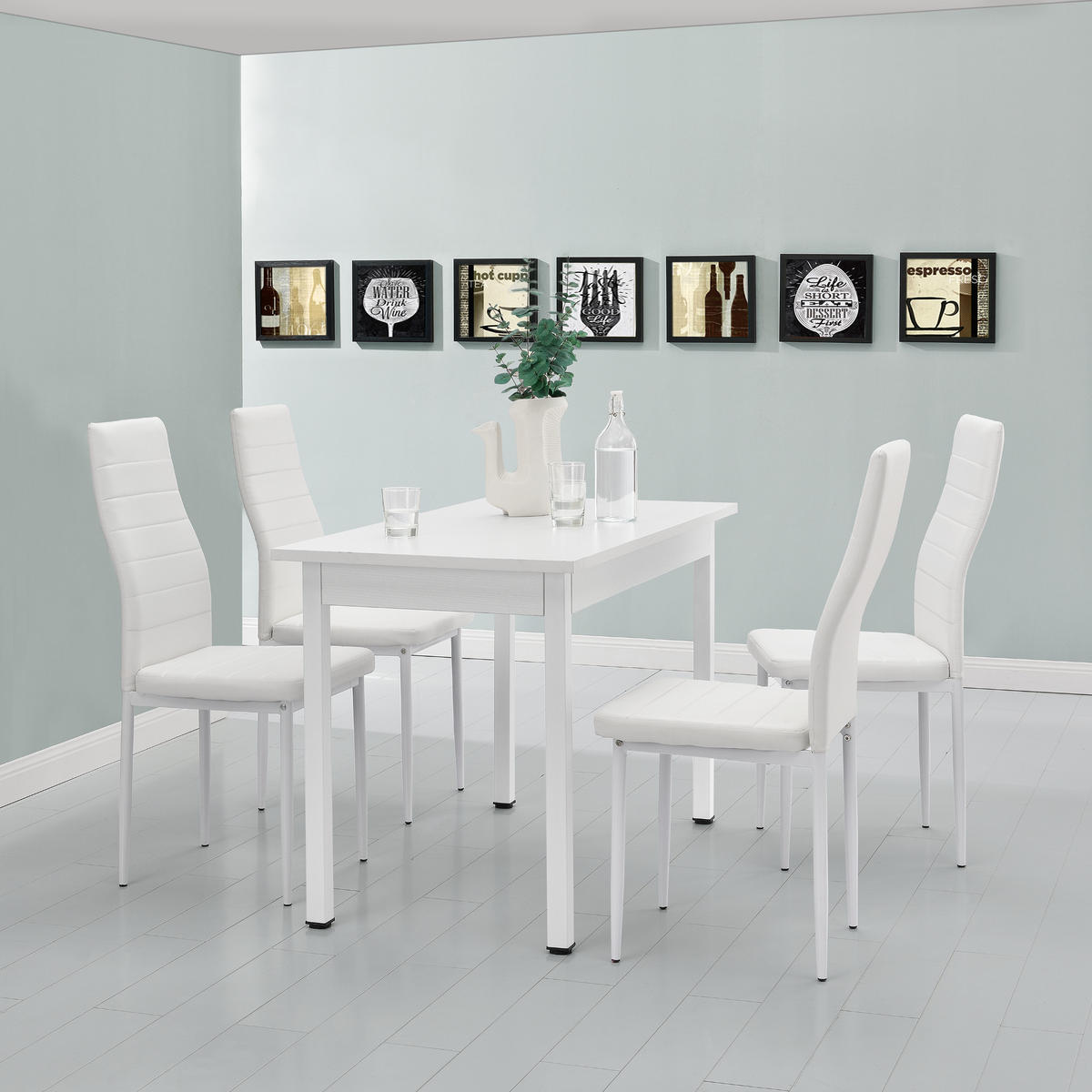 TISCHGRUPPE Jørpeland - Weiß, Holzwerkstoff/Textil (120/75/60cm) - [en.casa]