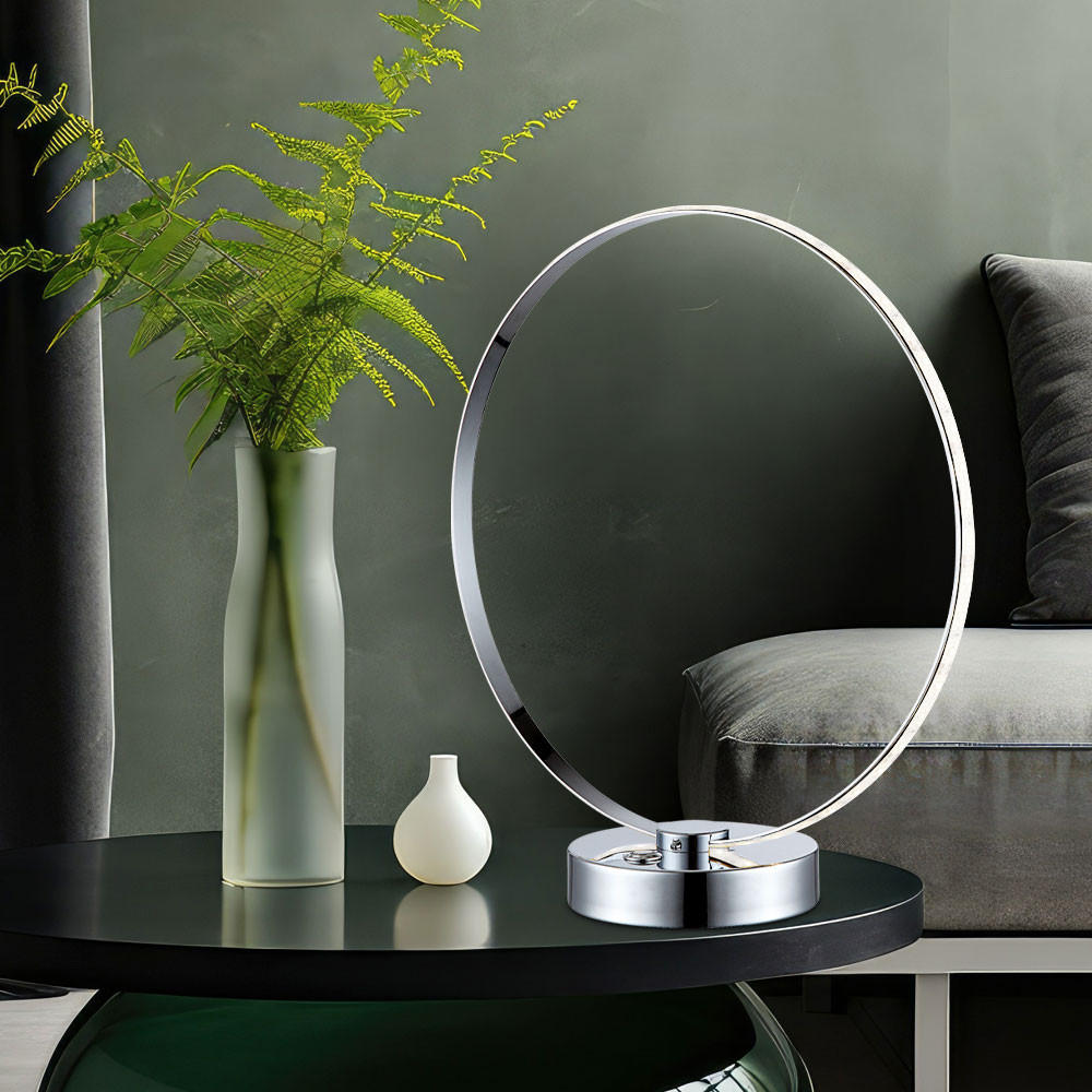 LED TISCHLEUCHTE Ring Chrom Silber - Silberfarben, Metall (30/12/33cm) - Globo Lighting