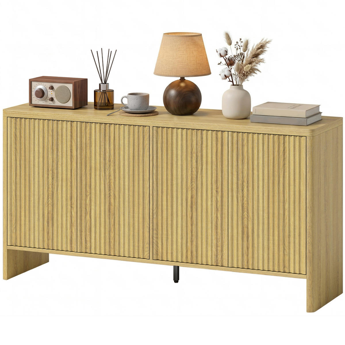 SIDEBOARD Eiche-Nachbildung, 4 Türen, 147/40/77 cm - Eichefarben, Holz (147/77/40cm) - PANGIVO