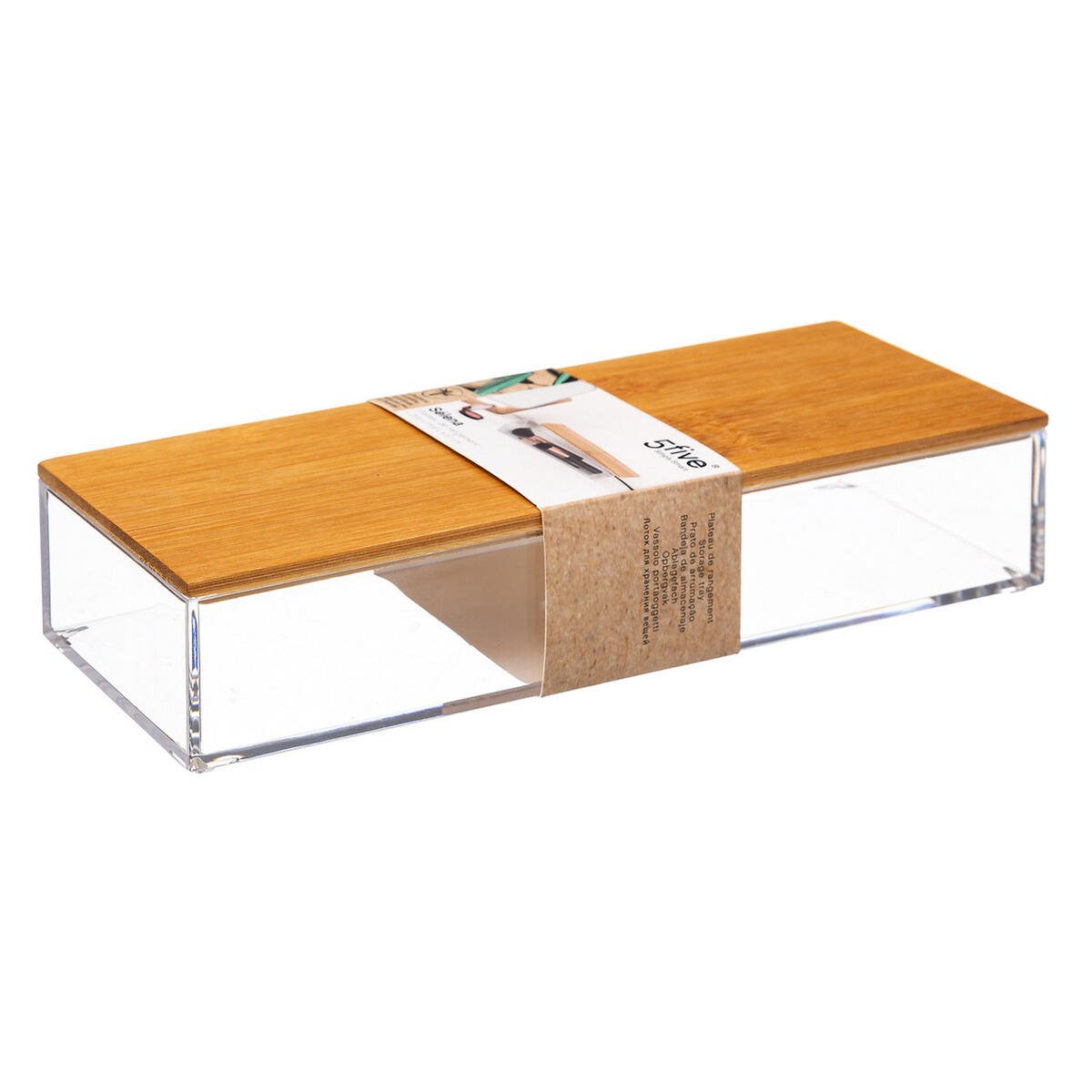 KOSMETIK-AUFBEWAHRUNGSBOX Selena M mit Bambusdeckel, Kunststoff - Multicolor, Kunststoff (9.6/5.35/25.62cm) - 5five Simply Smart