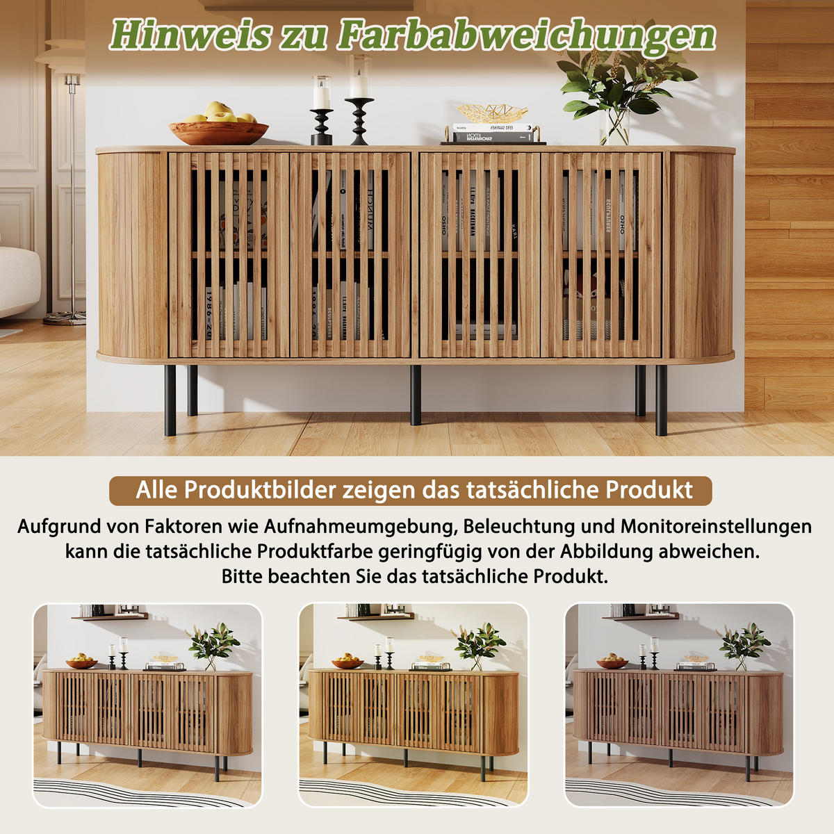 PŘÍBORNÍK Přírodní se 4 posuvnými dvířky, 160 × 40 × 70 cm - přírodní, kompozitní dřevo (160/70/40cm) - Urban Meuble
