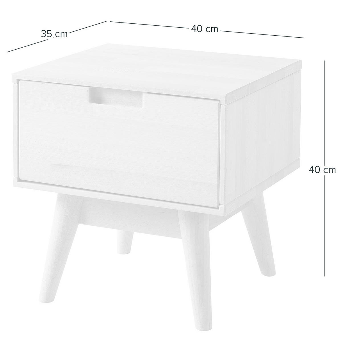 NACHTTISCH - Buche massiv - Buchefarben, Holz (40/40/35cm) - home24