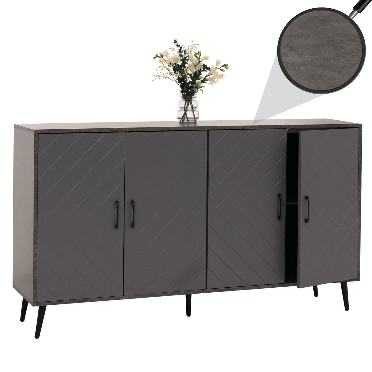 SIDEBOARD Grau - Grau, Holz (150/88/40cm) - MCW
