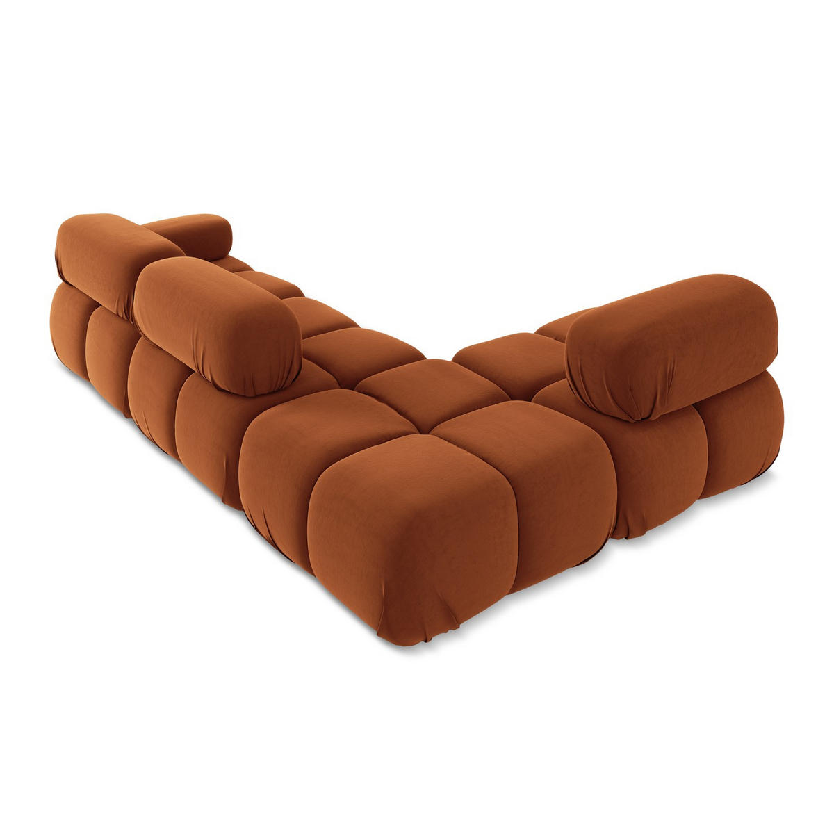 ECKSOFA Links Samt Stoff Orange - Beige/Terracotta, Kunststoff/Textil (190/285cm) - LaMiaSofa
