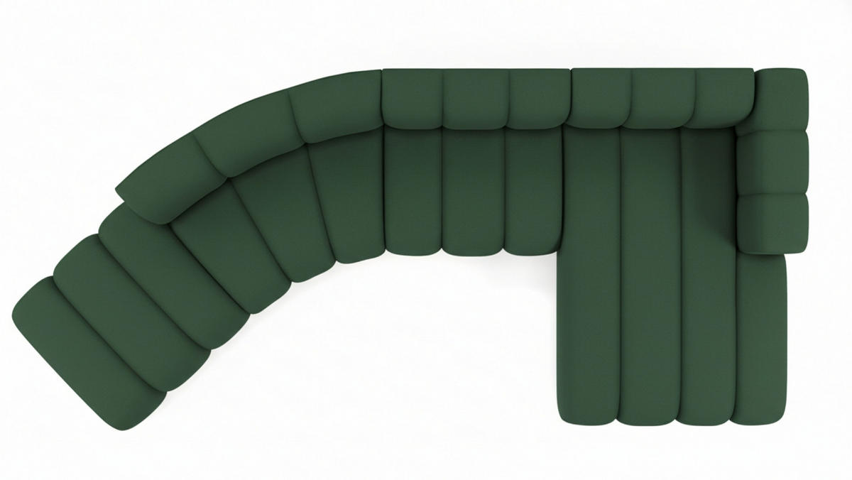 ECKSOFA L-Form GRAND Round, Stoff Salvador, Grün, Rechts - Grün, Holz (445/179cm) - Kaiser Möbel