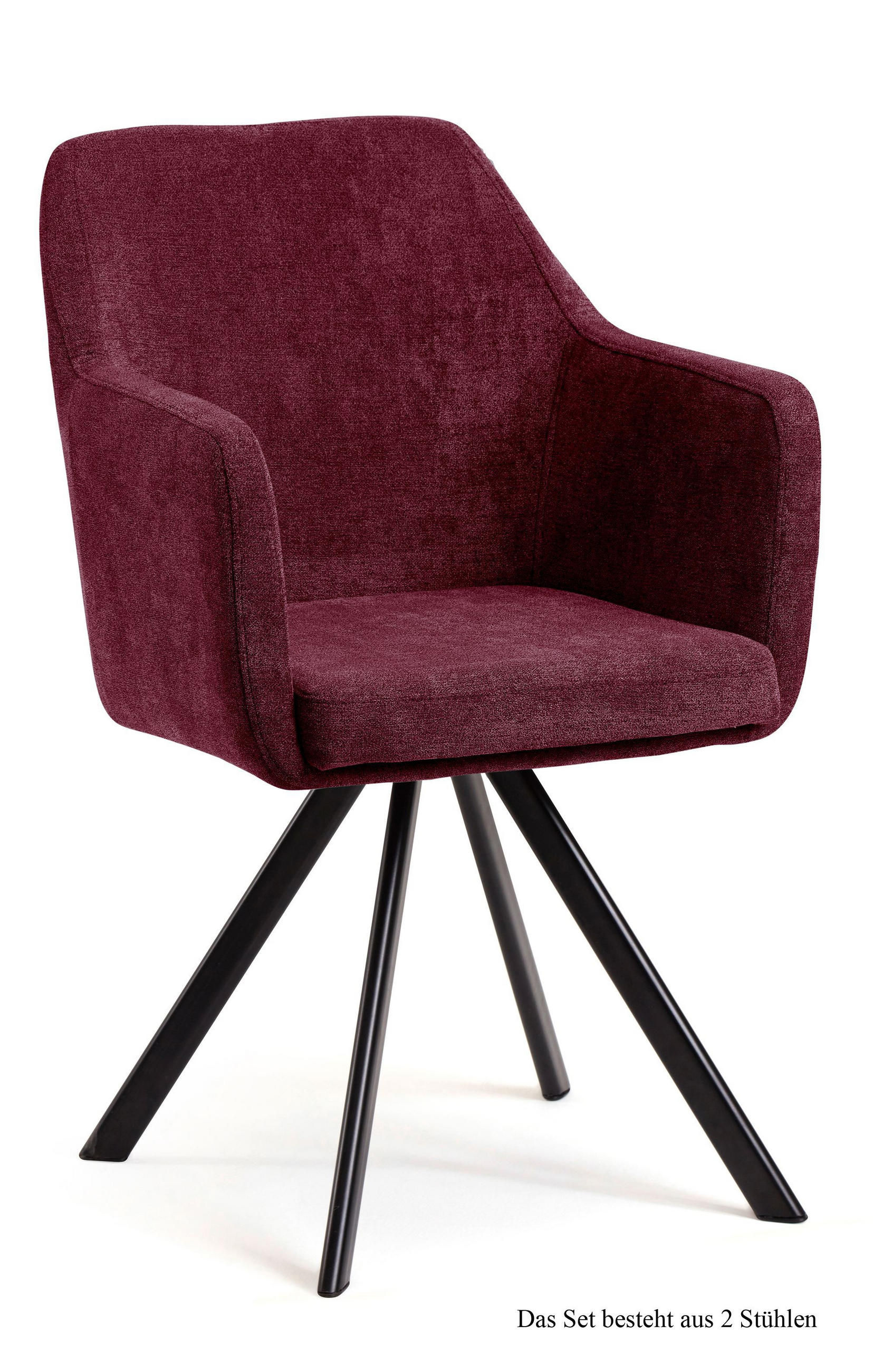 ARMLEHNSTUHL (2er-Set) Debee 57x87x60 Schwarz/Marsala - Brombeere/Schwarz, Kunststoff (60/87/57cm) - 58aufmkessel