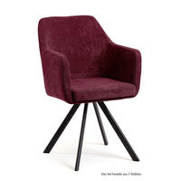 ARMLEHNSTUHL (2er-Set) Debee 57x87x60 Schwarz/Marsala - Brombeere/Schwarz, Kunststoff (60/87/57cm) - 58aufmkessel