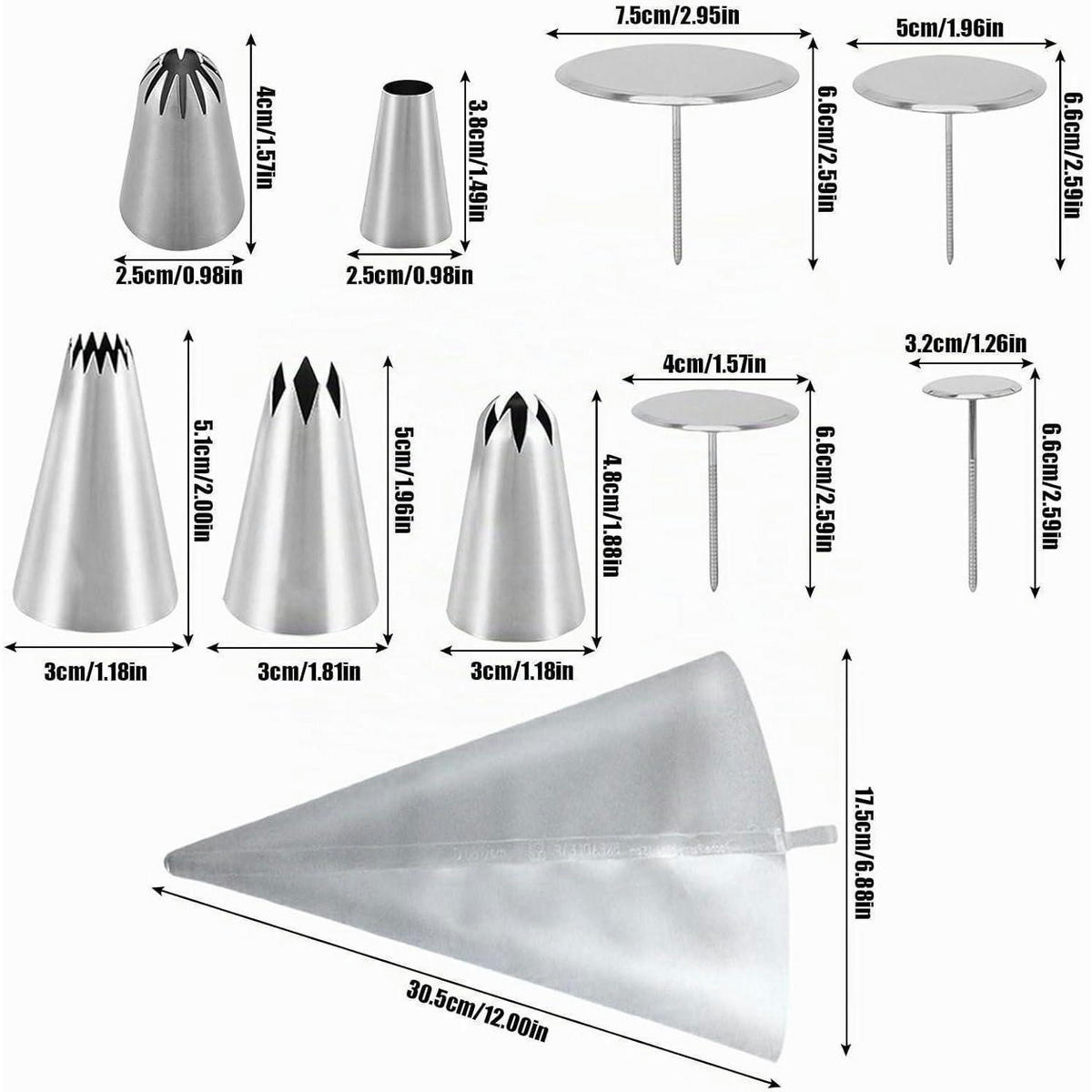 KUCHENDEKORATIONS-WERKZEUG-SET 10-teilig - Silberfarben, Metall (11.5/1/30.5cm)