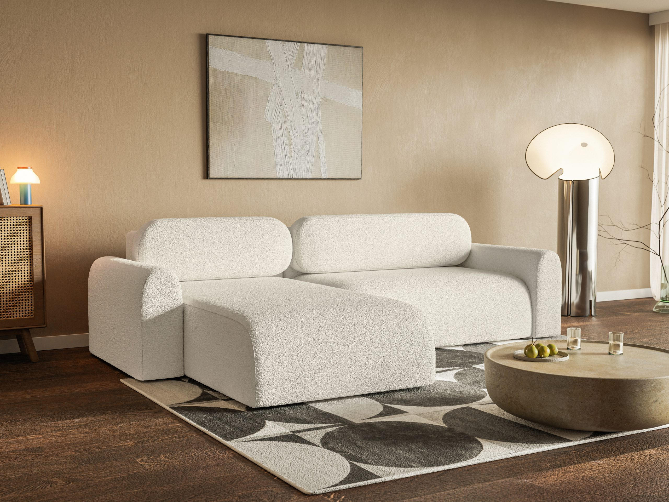 ECKSOFA Lome L mit Schlaffunktion, Weiß - Weiß, Textil (286/185cm) - Fedve