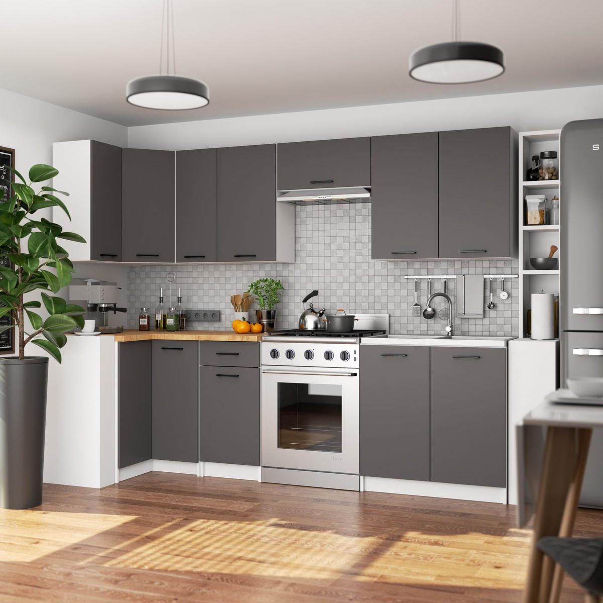 HÄNGESCHRANK Weiß, Graphit Grau 72/40/30 - Graphitfarben/Weiß, Holzwerkstoff (40/72/30cm) - RAUMHIRSCH FURNITURE