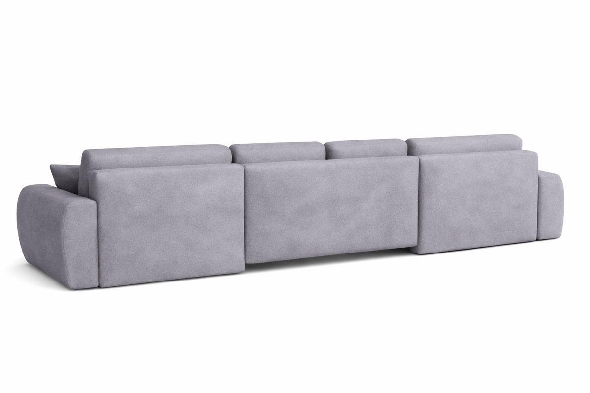 ECKSOFA Mit Schlaffunktion Und Bettkasten U-Form Ivo U, Veloursstoff Salvador, Grau - Grau, Holz (342/142cm) - Kaiser Möbel