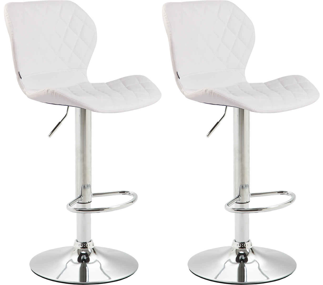 BARHOCKER 2er Set Lederlook weiß - Chromfarben/Weiß, Textil/Metall (47/88/51cm) - CLP